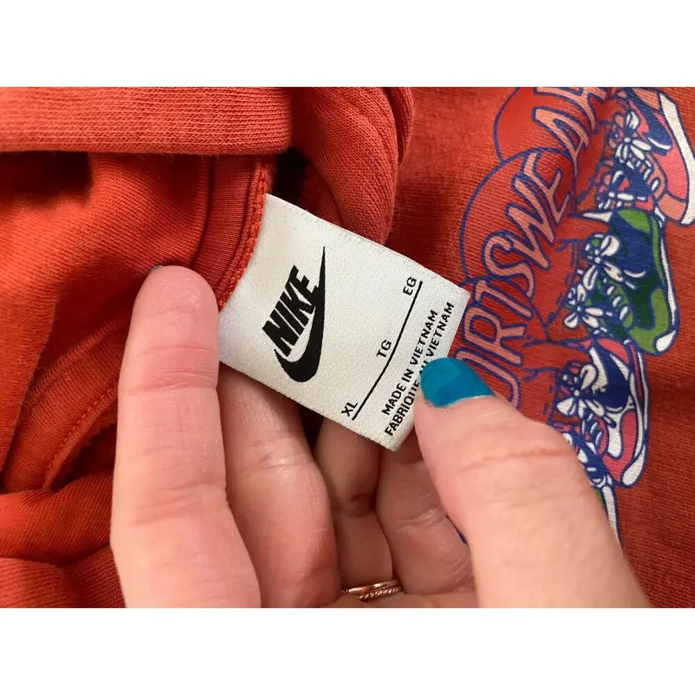 Nike Sweatshirt Women's XL Sportswear Club Yeah Mantra Orange Big Kids' Pullover